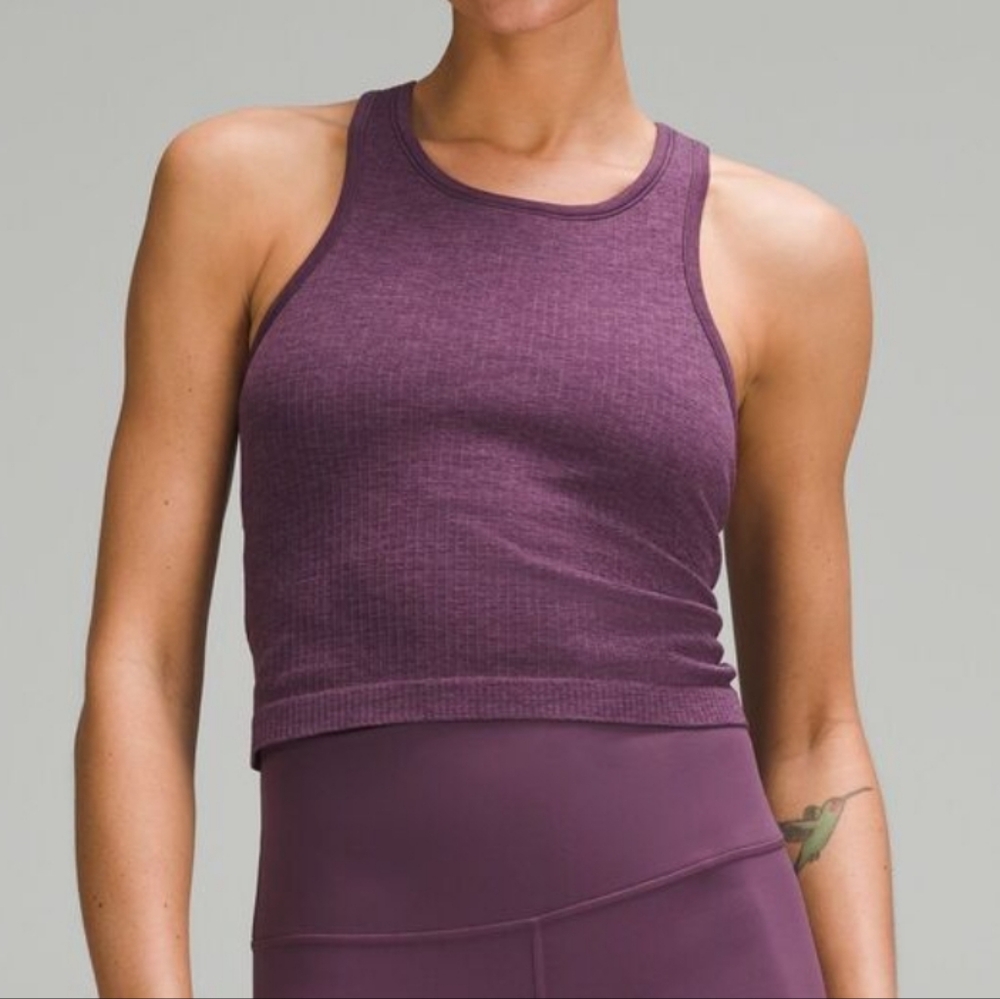 lululemon athletica Plum Purple Ribbed Cropped Tank Top